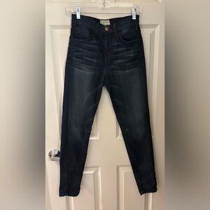 Current Elliot Made in USA High Waist Skinny in Dark Wash “Blue Bird”, Size 27